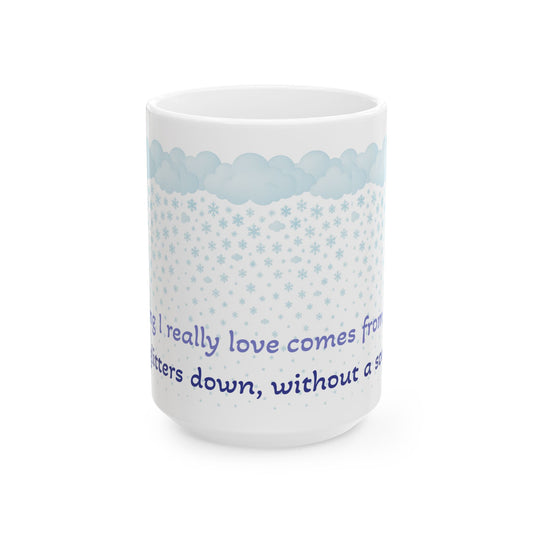 Poetic Snowfall Ceramic Mug, (11oz, 15oz)