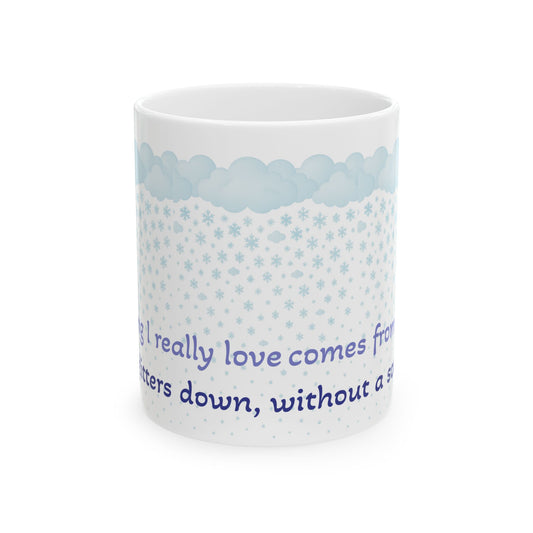 Poetic Snowfall Ceramic Mug, (11oz, 15oz)