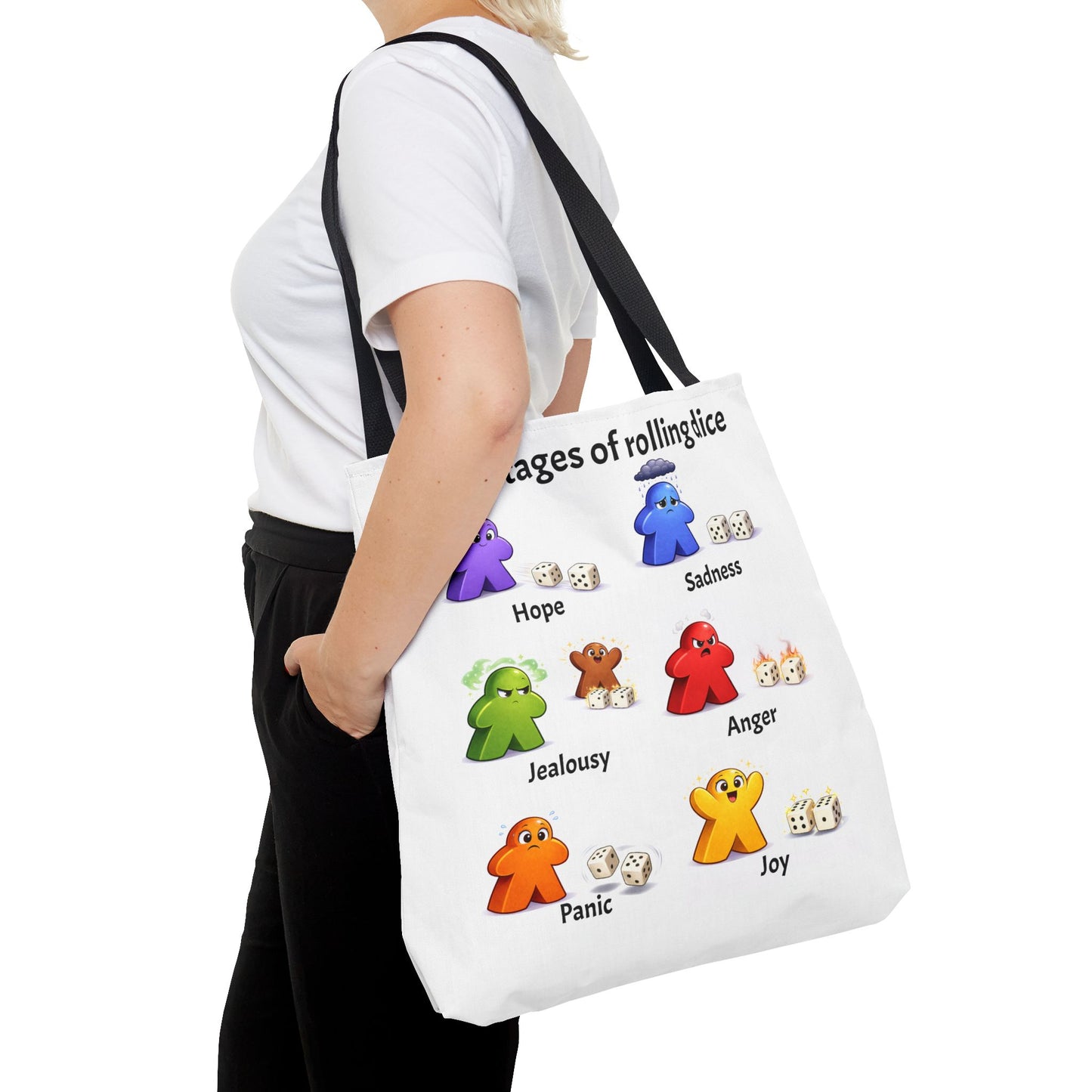 Meeple Tote Bag (6 Stages of rolling dice)