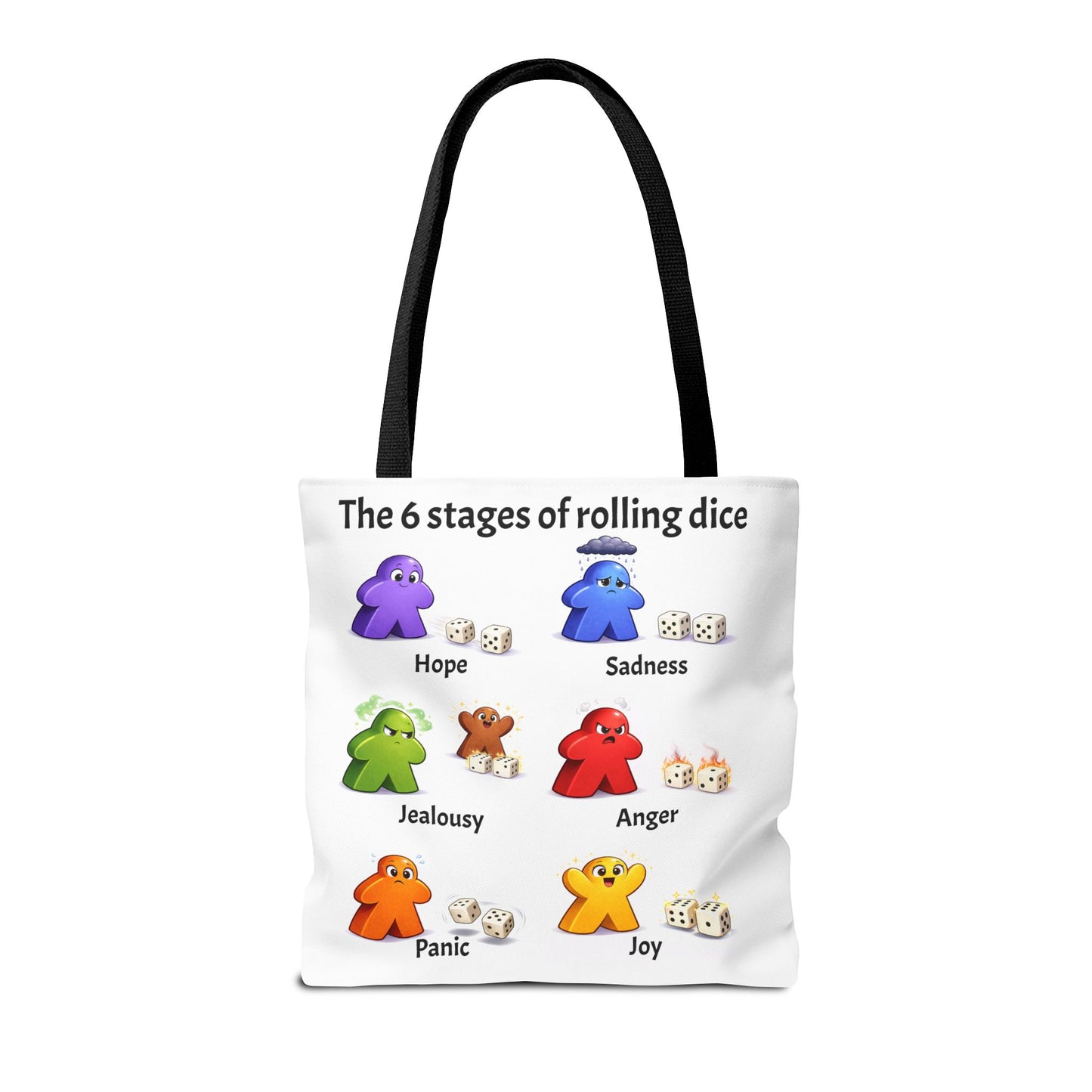 Meeple Tote Bag (6 Stages of rolling dice)