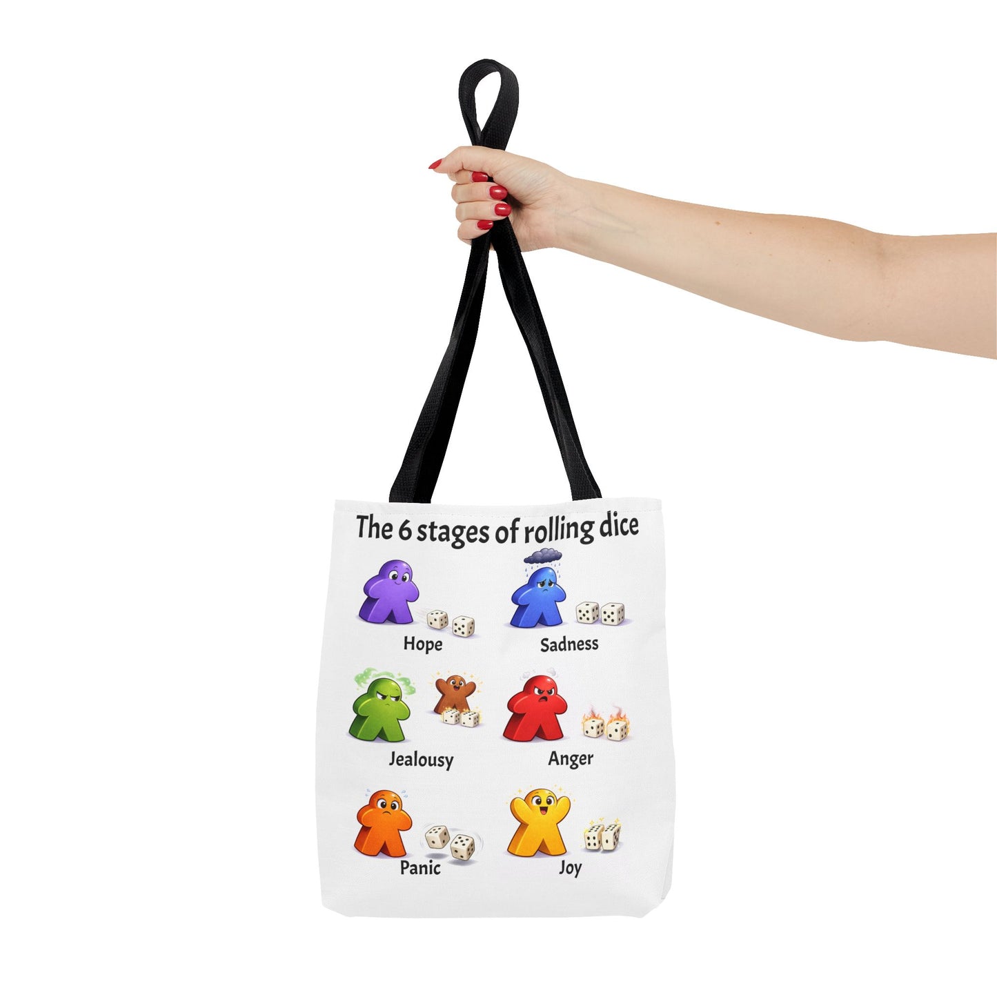 Meeple Tote Bag (6 Stages of rolling dice)