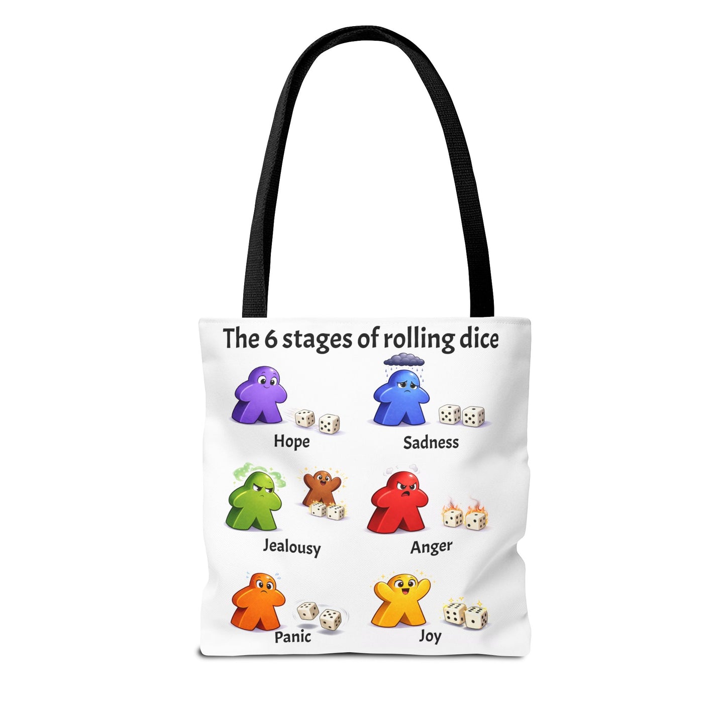 Meeple Tote Bag (6 Stages of rolling dice)