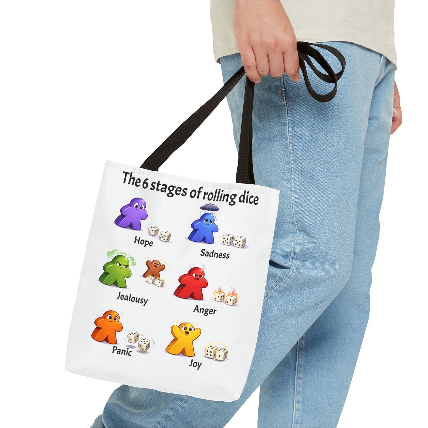 Meeple Tote Bag (6 Stages of rolling dice)