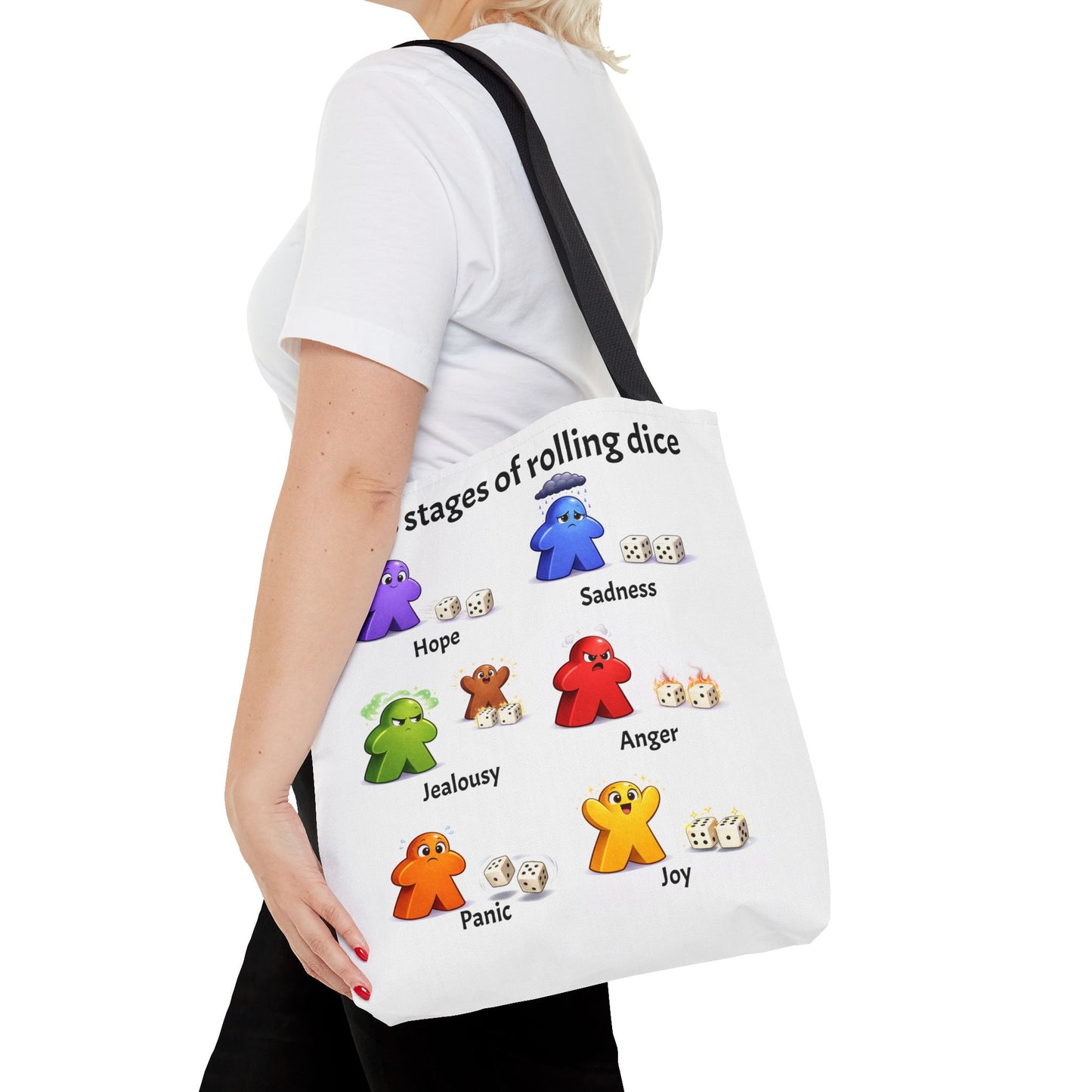 Meeple Tote Bag (6 Stages of rolling dice)